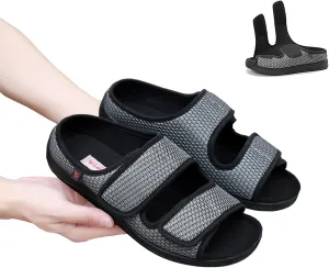 Women's Diabetic Sandals, Extra Wide Width, Open Toe, Adjustable Magic Stickers for Wide Feet, Big Toes, Arthritis, Swollen Feet