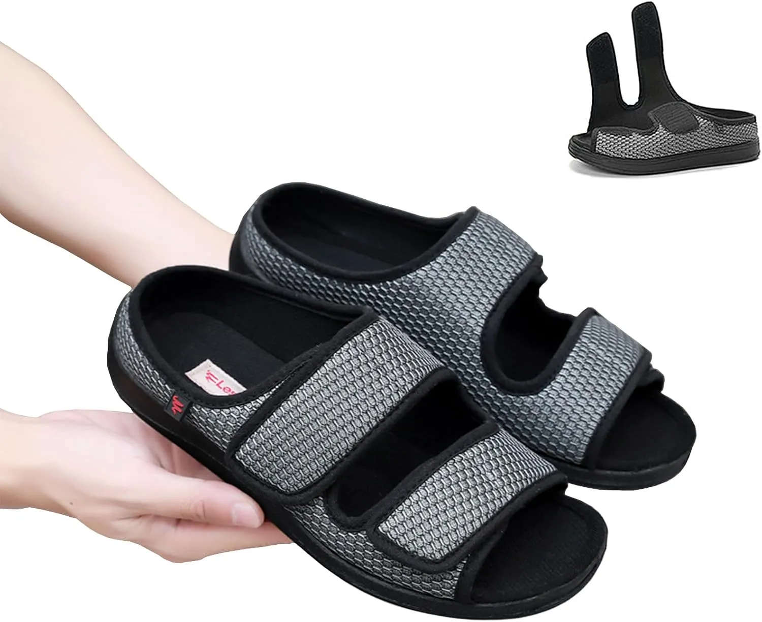 Women's Diabetic Sandals, Extra Wide Width, Open Toe, Adjustable Magic Stickers for Wide Feet, Big Toes, Arthritis, Swollen Feet