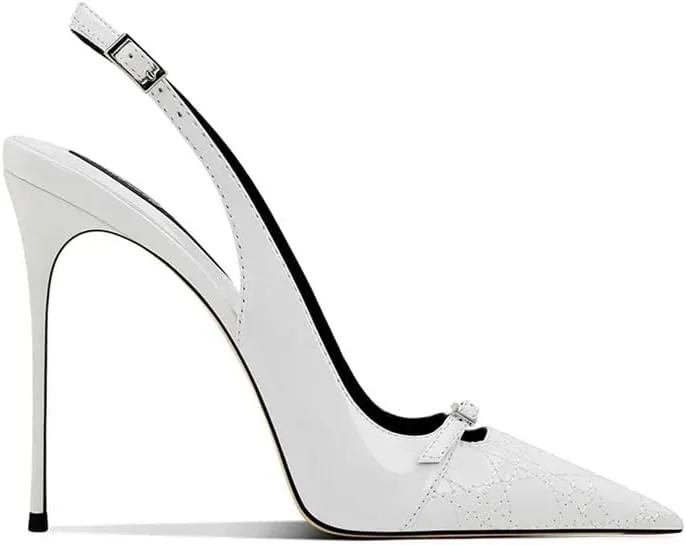 Women's Elegant Decoration Ankle Strap Pumps Pointed Toe High Heels Wedding Bride Casual Shoes