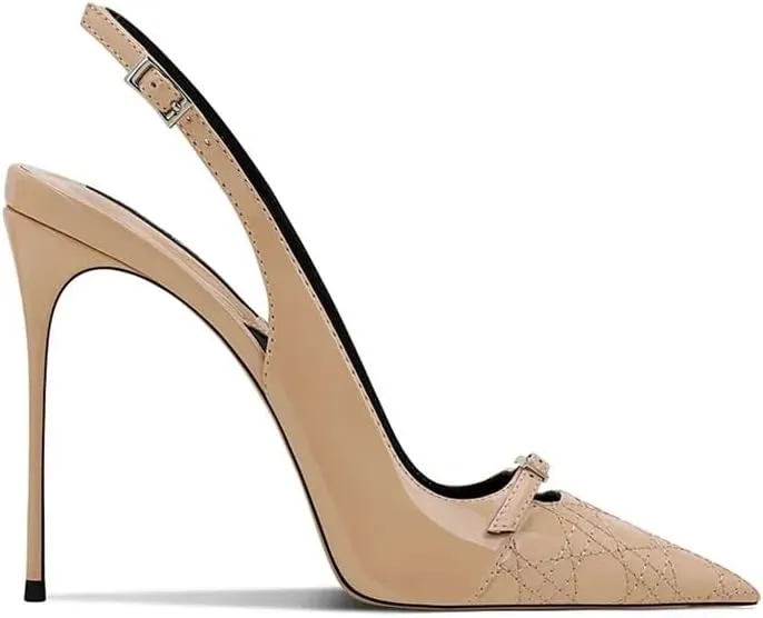 Women's Elegant Decoration Ankle Strap Pumps Pointed Toe High Heels Wedding Bride Casual Shoes