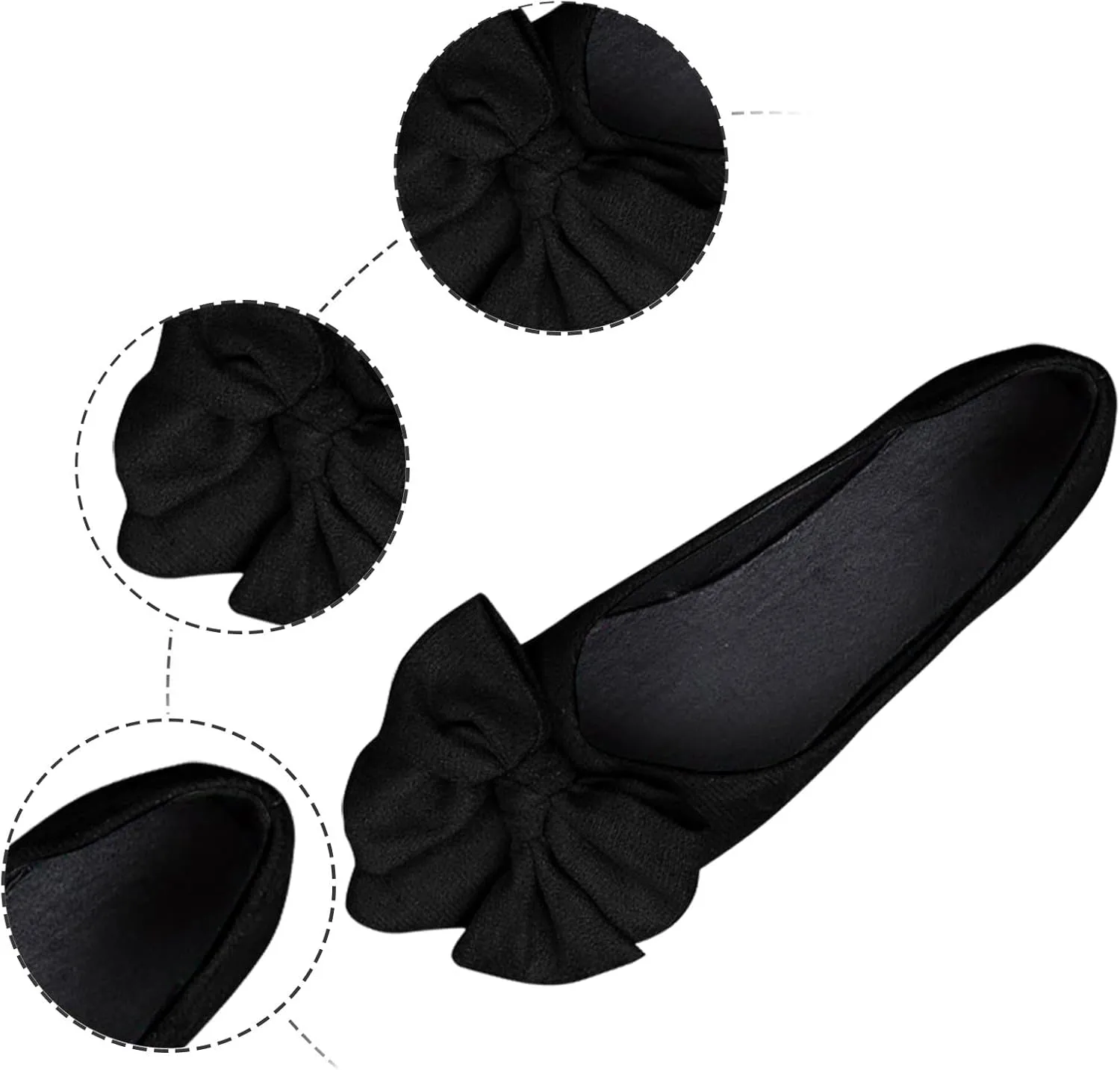 Women's Fashion Bow Suede Casual Shoes Pointed Non Slip Slip On Casual Shoes Fashion Loafer
