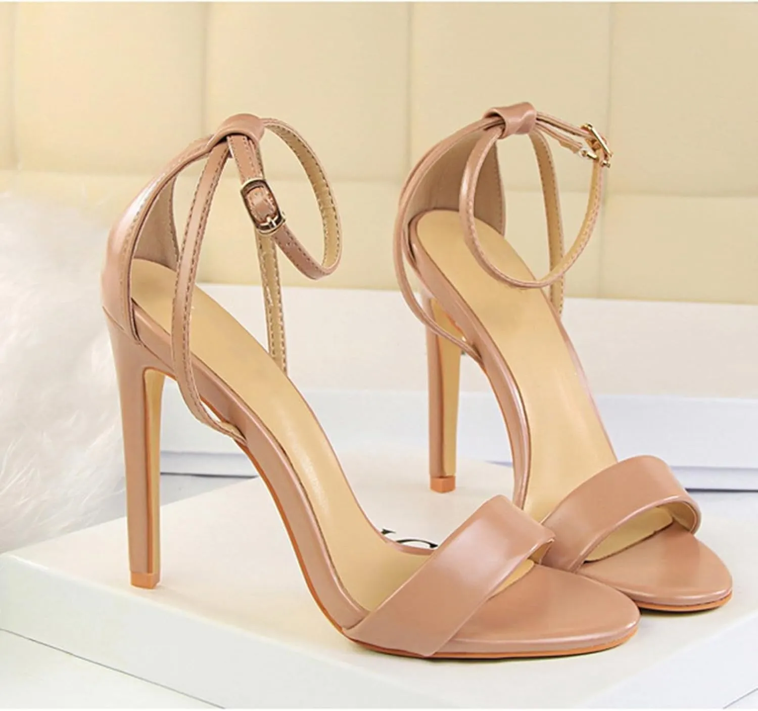 Women's Heeled Sandals Stilettos Open Shallow Mouthed Pointed Ankle Strap Heels Sexy Comfort Strappy Dress Shoes Wedding Bridal Pumps Sandals
