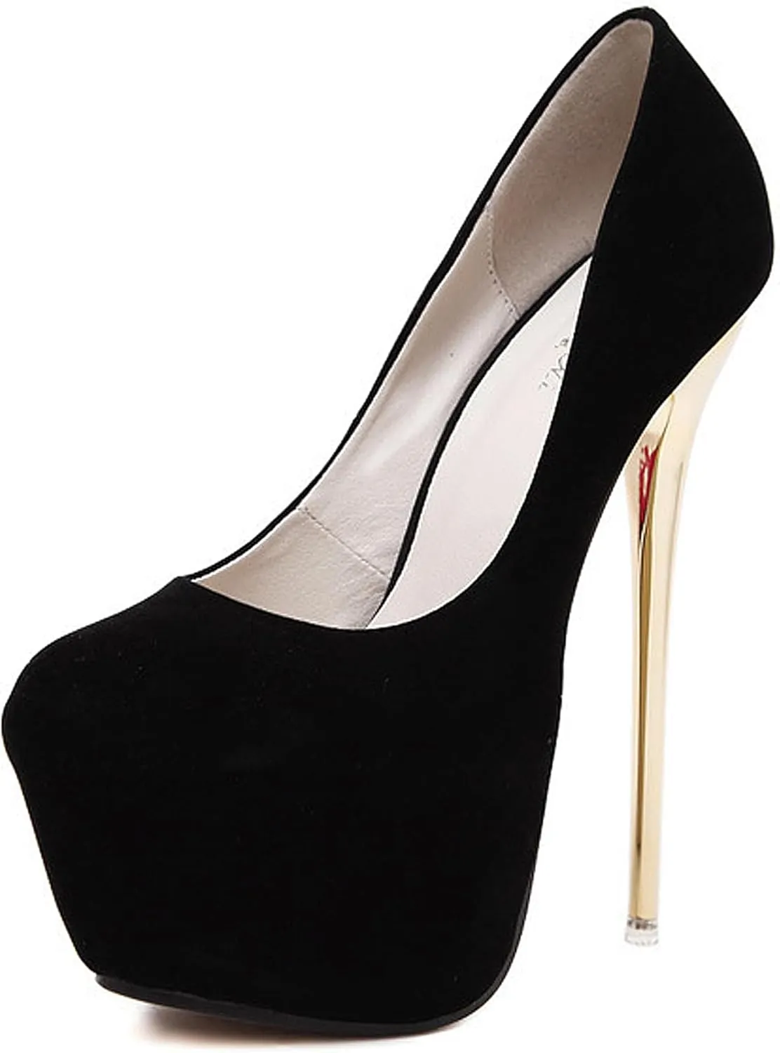 Women's Heels Stiletto Waterproof Platform Slip On Pumps Dress Large Size Shallow Mouth 16cm High Suede 2.36 Inch for Office Party Wedding Clubbing