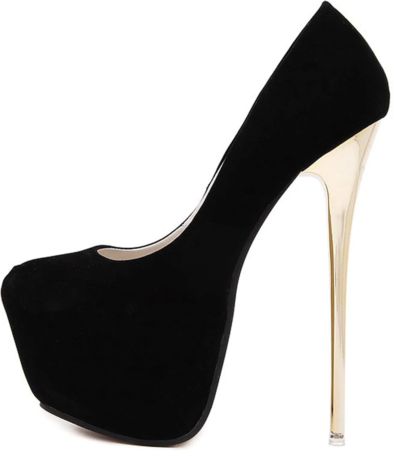 Women's Heels Stiletto Waterproof Platform Slip On Pumps Dress Large Size Shallow Mouth 16cm High Suede 2.36 Inch for Office Party Wedding Clubbing