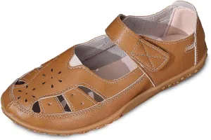 Women's Leather Boho Sandals,Comfort Softsole Closed Toe Adjustable Ankle Strap Casual Hollow Sandals for Women Sew