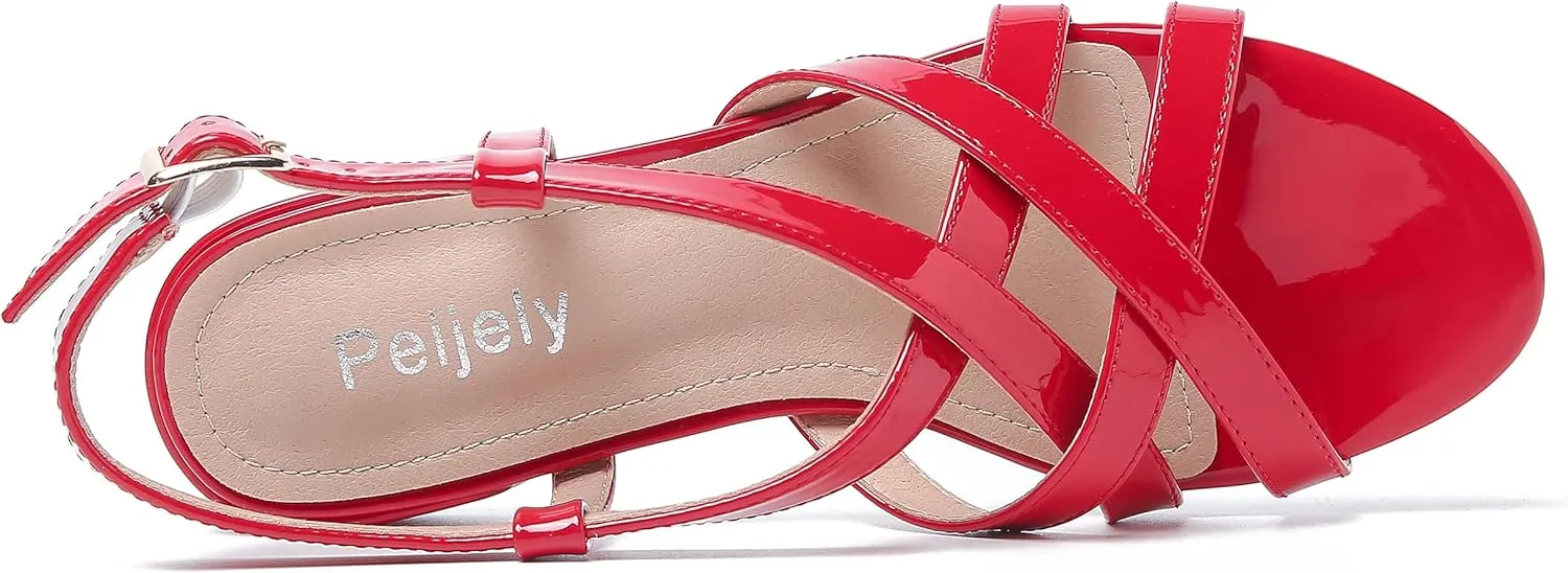 Women's Open Toe Cross Straps Low Block Chunky Heels Slingback Sandals Party Dress Summer Shoes