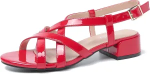 Women's Open Toe Cross Straps Low Block Chunky Heels Slingback Sandals Party Dress Summer Shoes