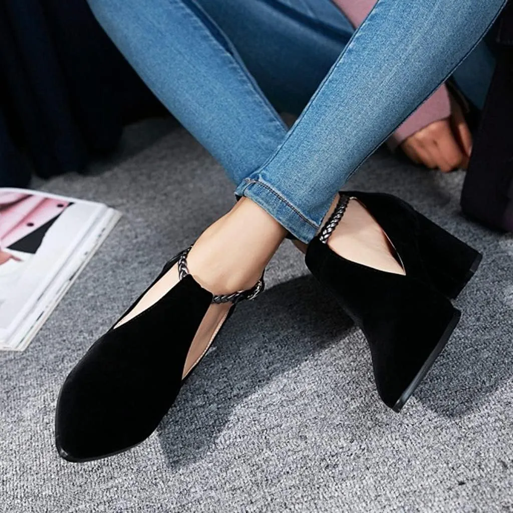 Women's Pointed Toe Chunky High Block Heel Pumps Suede T-Strap Mary Jane Comfort Office Dress Shoes
