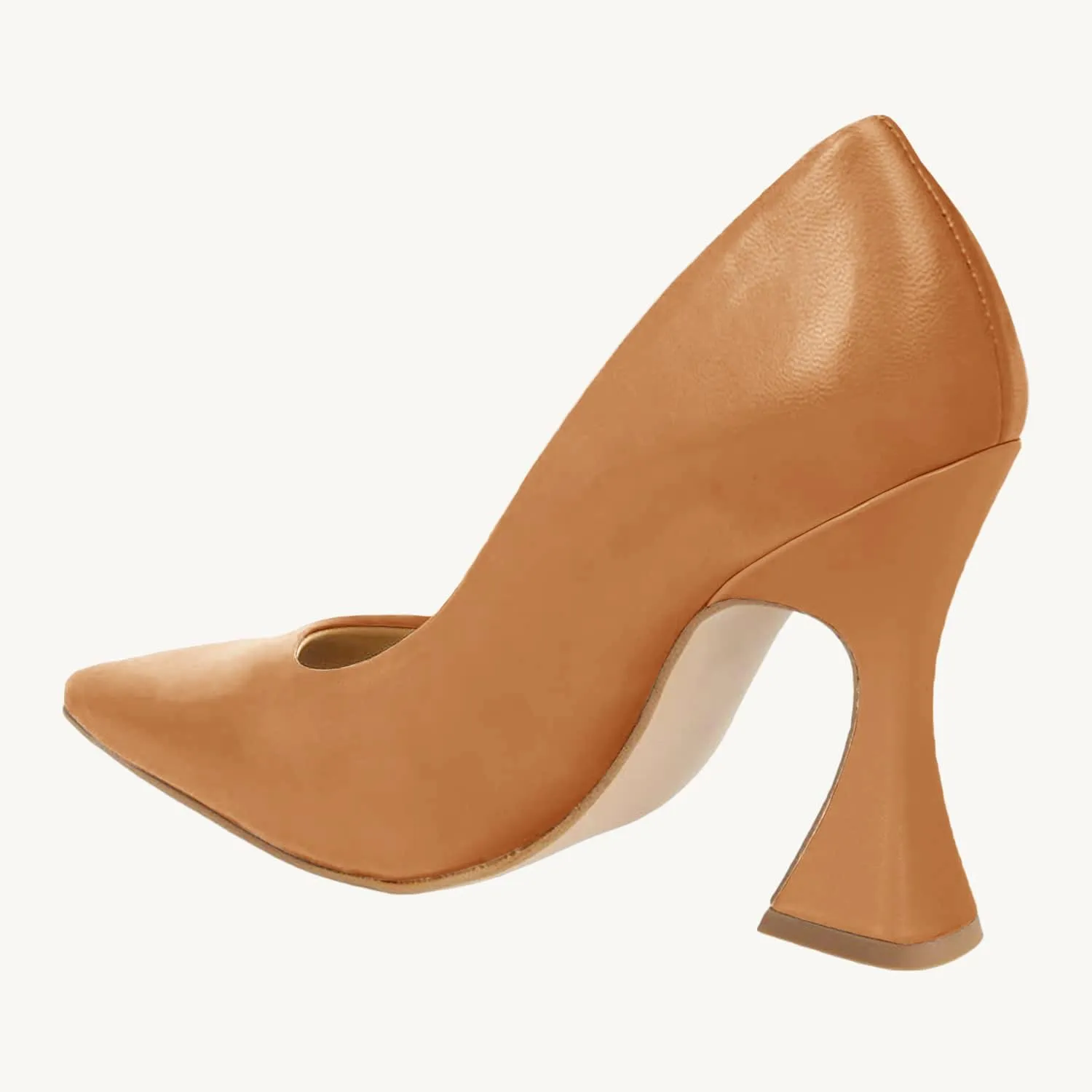 Women's Pointed Toe High Heel Pumps Closed Toe Flared Heel Slip-On Party Wedding Office Dress Shoes