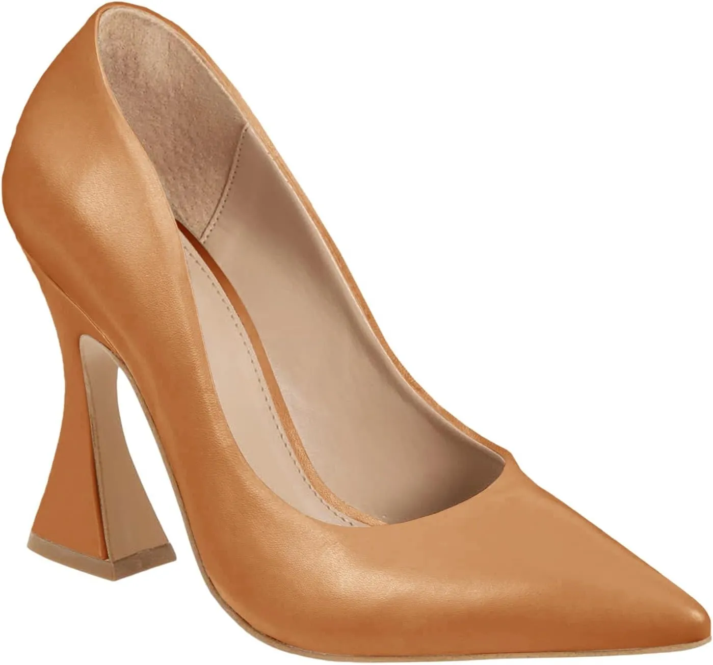Women's Pointed Toe High Heel Pumps Closed Toe Flared Heel Slip-On Party Wedding Office Dress Shoes