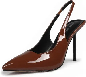 Women's Pointed Toe Slingback Heels Patent Leather High Stiletto Heels Pumps Dress Shoes for Women