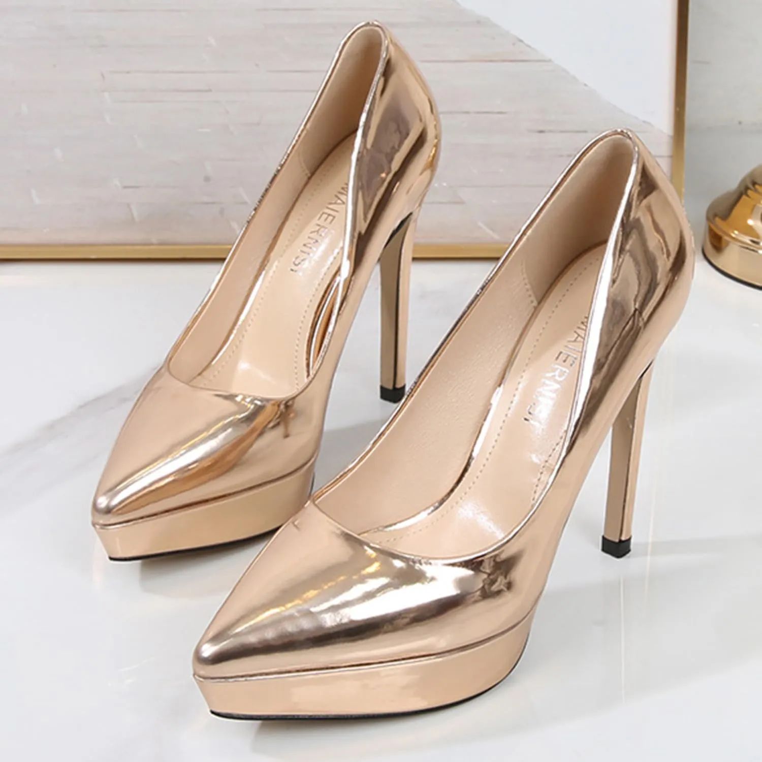 Women's Pumps Stiletto high Heels Closed Toe Platform Sexy Heels for Dress Shoes