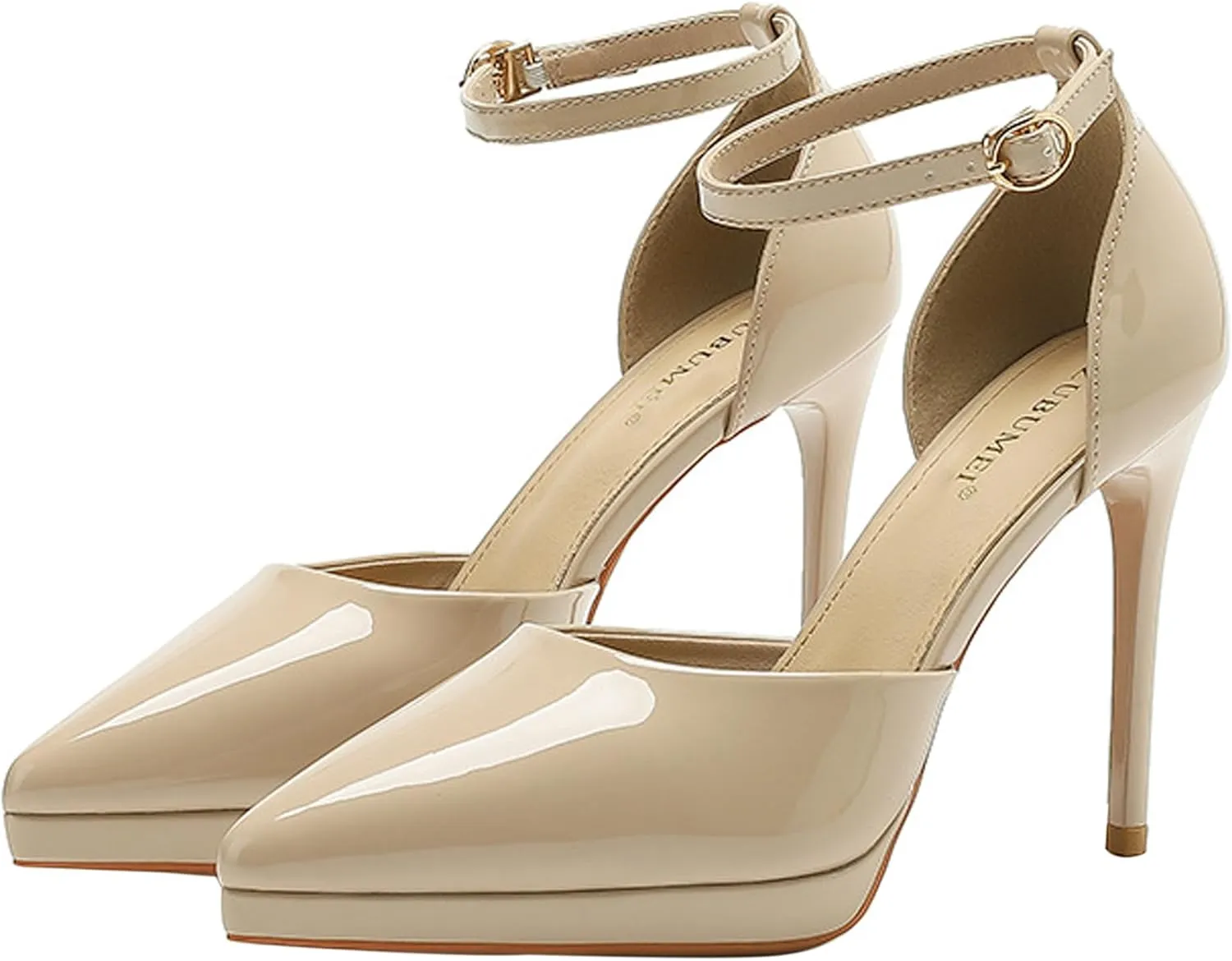 Womens Sandals Platform Ankle Strap Stiletto High Heel Dress Waterproof Pointed Toe Heels Closed Pumps Patent Leather Office Wedding Party Shoes