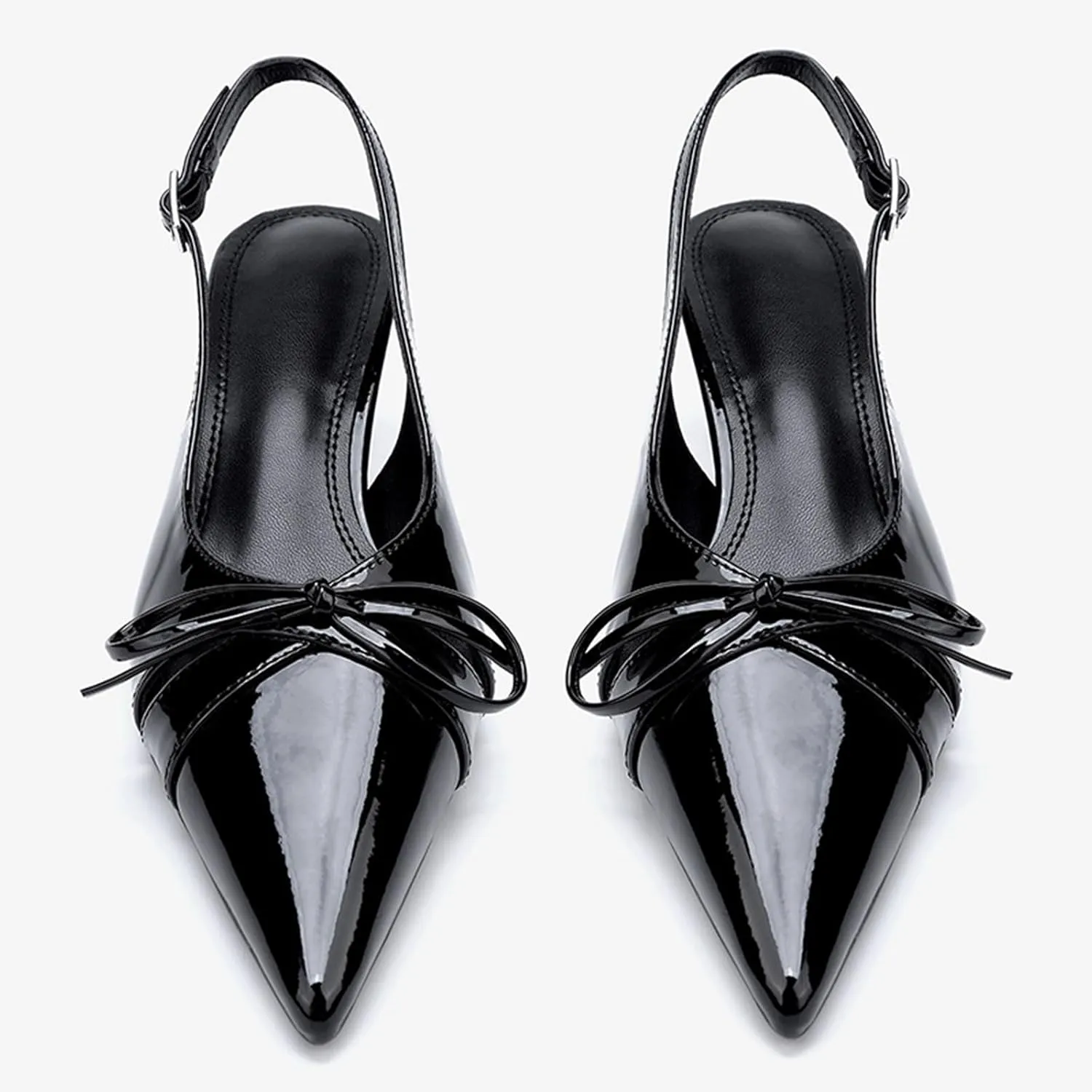 Women's Slingback Bow Kitten Heel Mule Sandals sexy Ankle Strap Closed Pointed Toe Slip-On Low heels Pumps for Wedding Bride summer Comfort Low Stiletto Dress Shoes for Party Evening