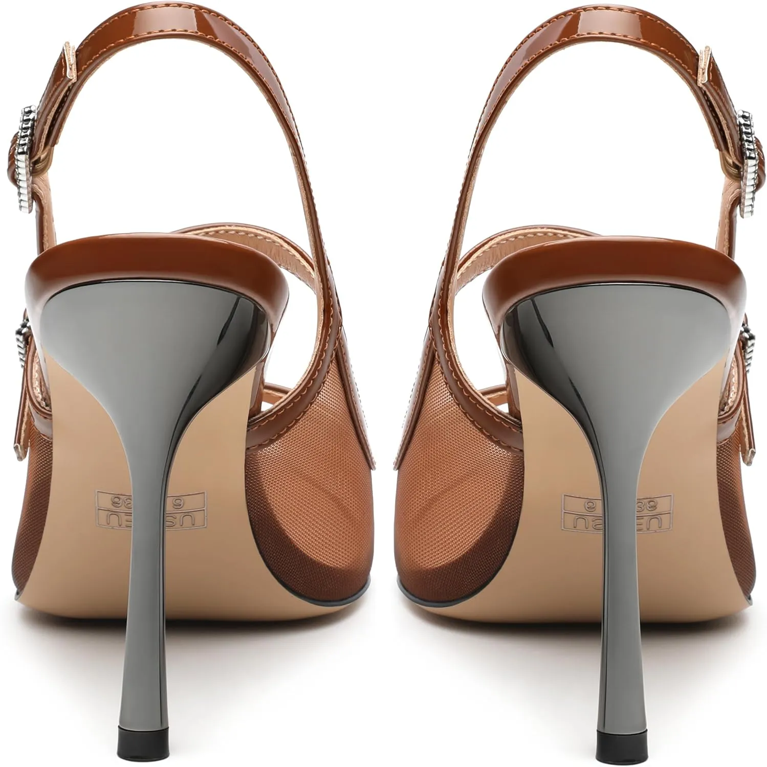Womens Slingback Heels for Women Pointed Toe Closed Porosity Mesh Pumps Slip on Heeled Sandals Party Work Dress Shoes 3.5 Inch