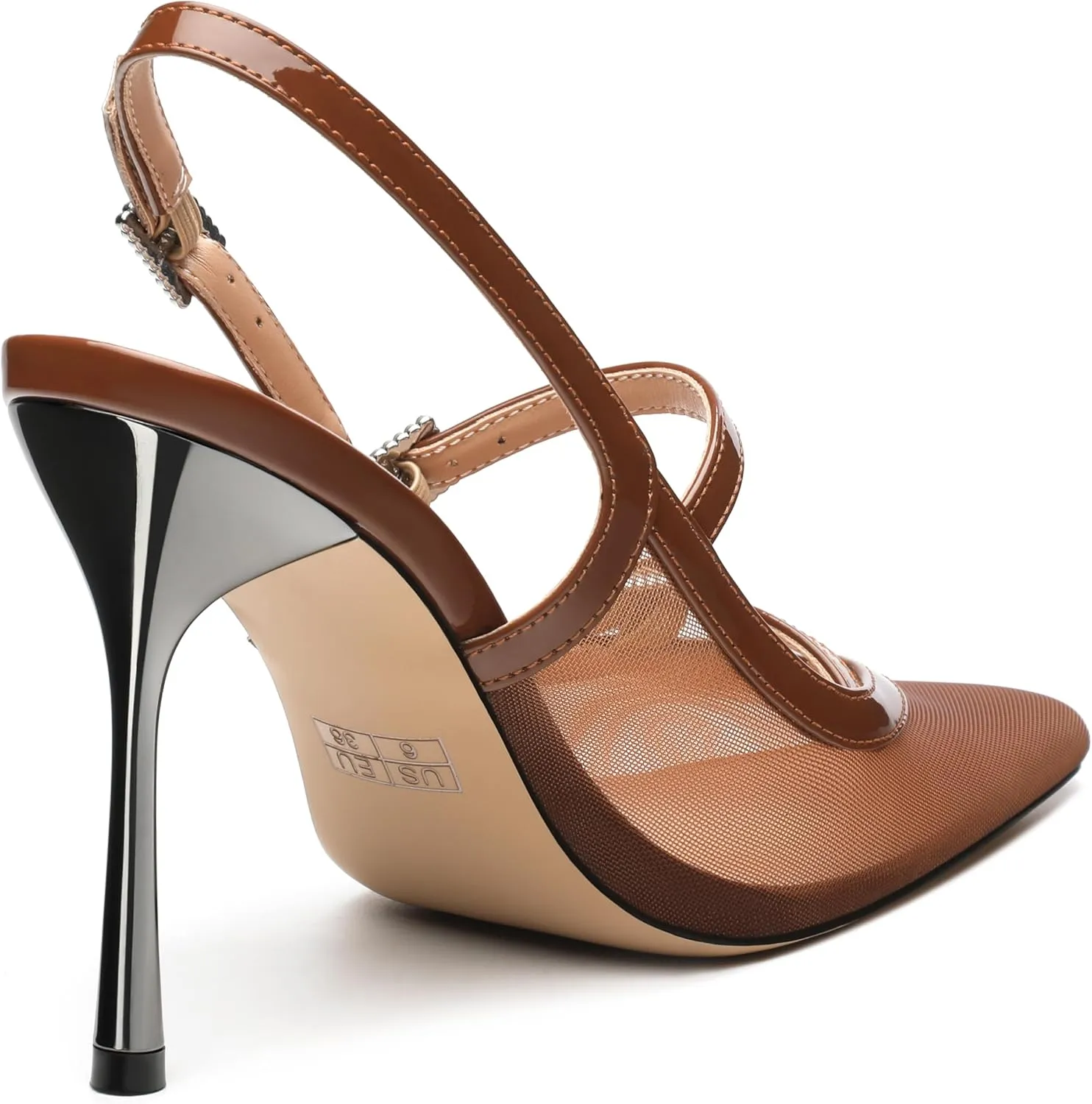 Womens Slingback Heels for Women Pointed Toe Closed Porosity Mesh Pumps Slip on Heeled Sandals Party Work Dress Shoes 3.5 Inch