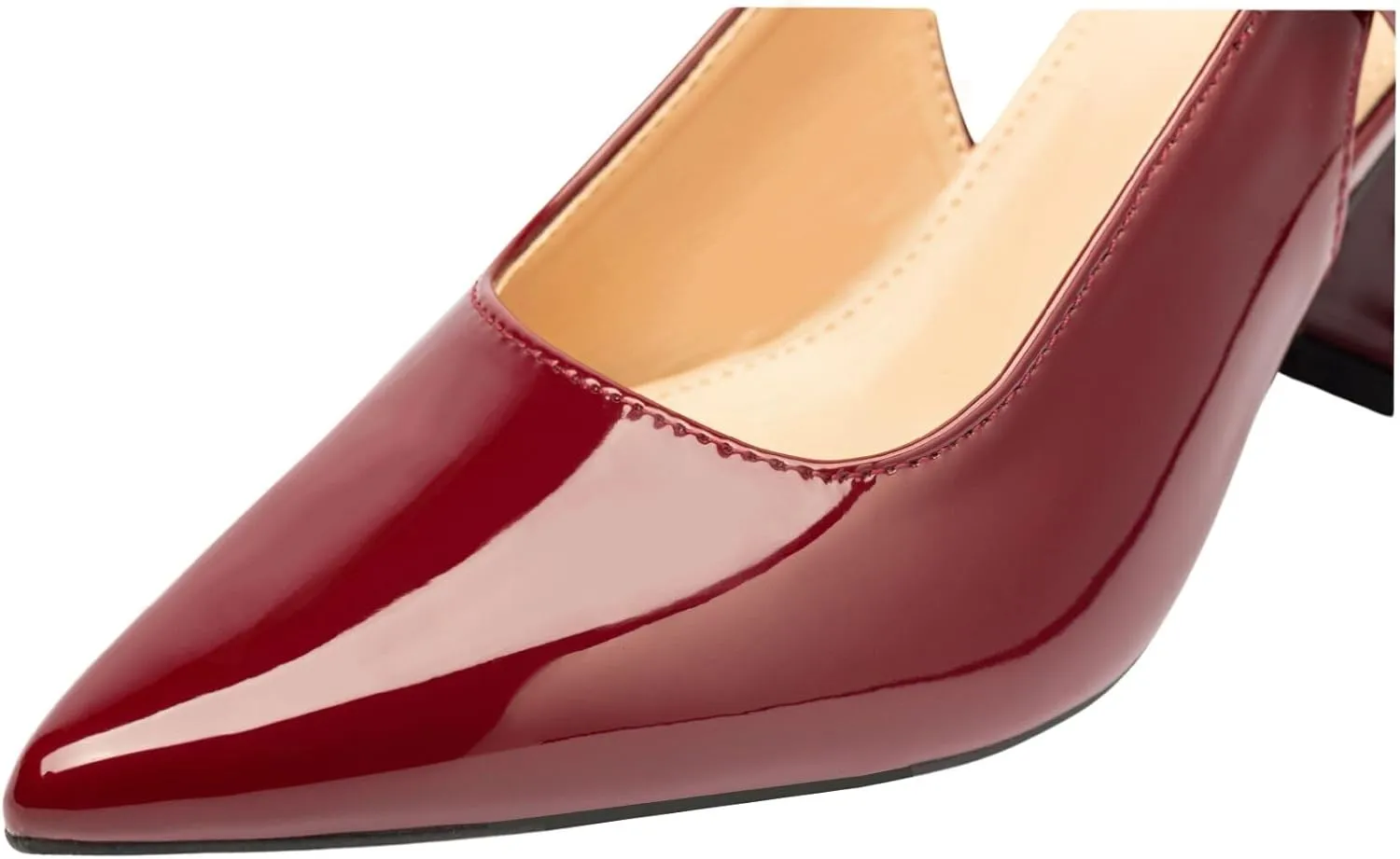 Womens Slingback Pumps with Ankle Strap, Block Chunky Heel Shoes Pointed Toe with Adjustable Buckle Strappy Heels Wedding Party Dress Shoes Work Pumps