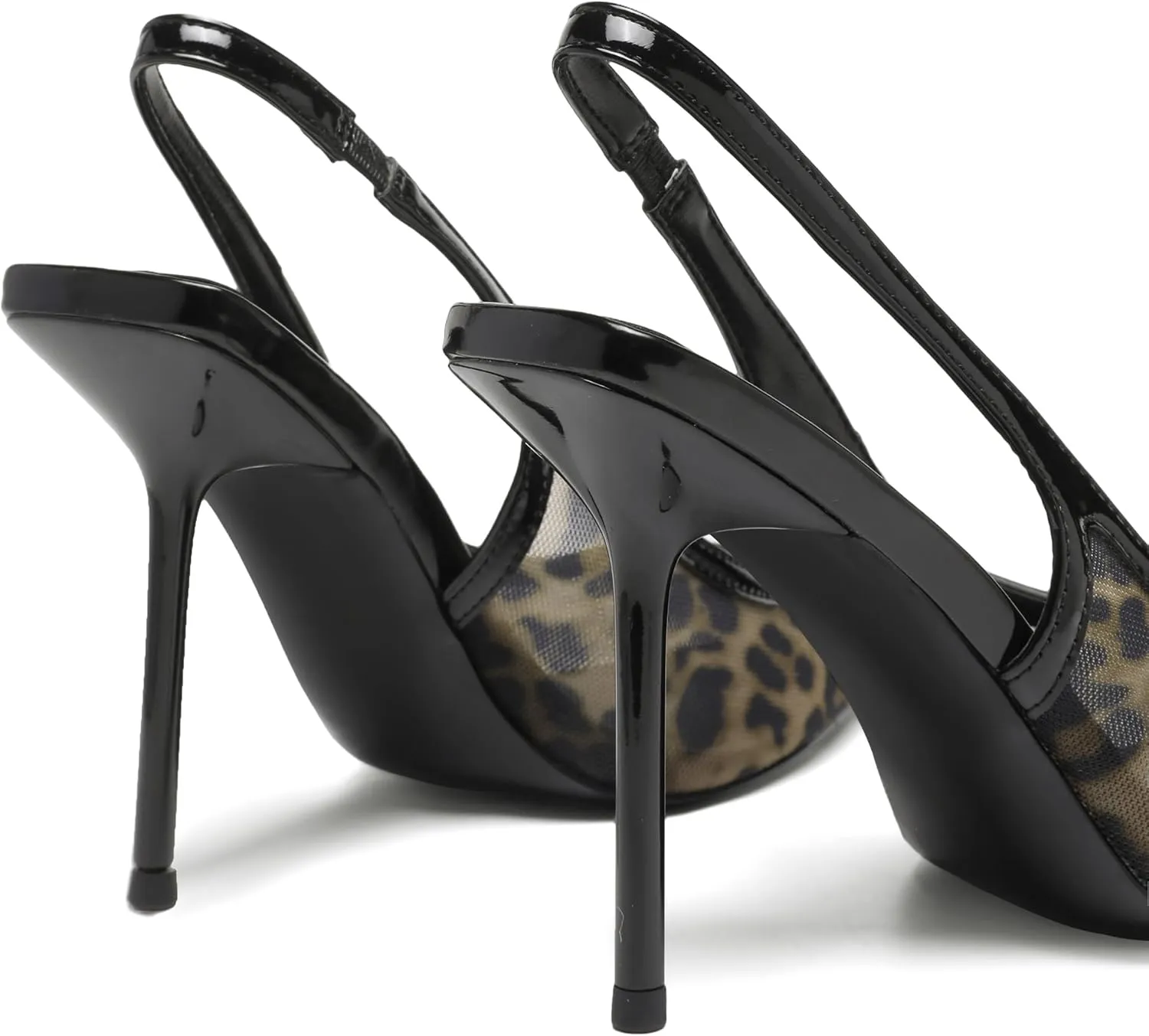 Women's Slingback Stiletto Heels Stretch Strap Slip On Pumps Shoes Pointed Toe Backless Patent Leather Dress High Heels