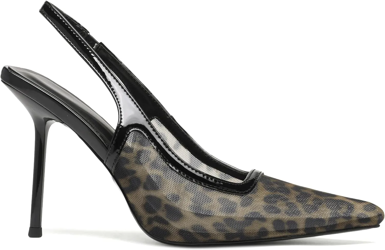 Women's Slingback Stiletto Heels Stretch Strap Slip On Pumps Shoes Pointed Toe Backless Patent Leather Dress High Heels