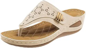 Women's Summer Sandals Casual Slip On Flip Flops with Arch Support Comfortable Beach Thong Shoes for Walking and
