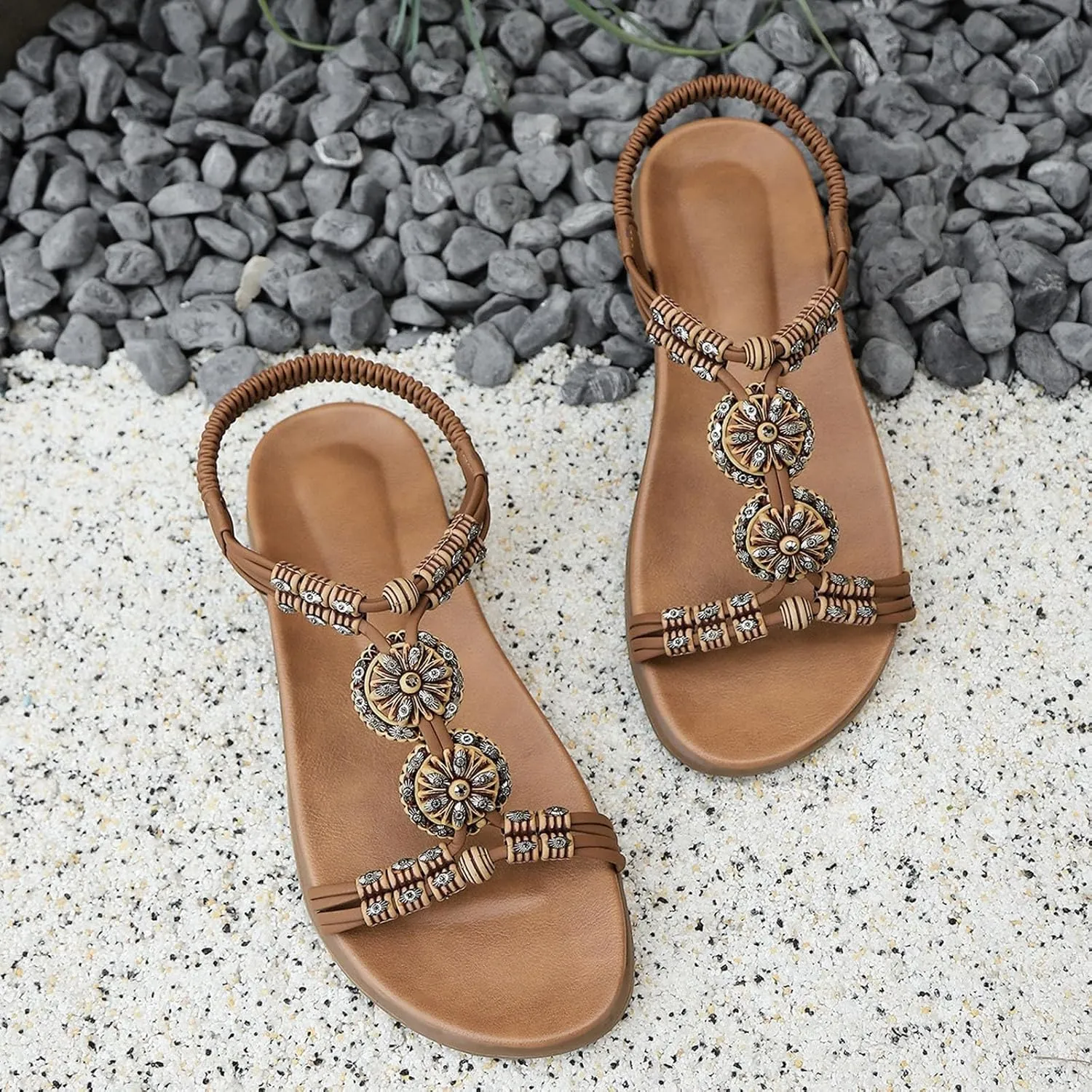 Women's Summer Sandals Slip On Open Toe Casual Beach Footwear Comfortable Flat Shoes For Vacation Travel And