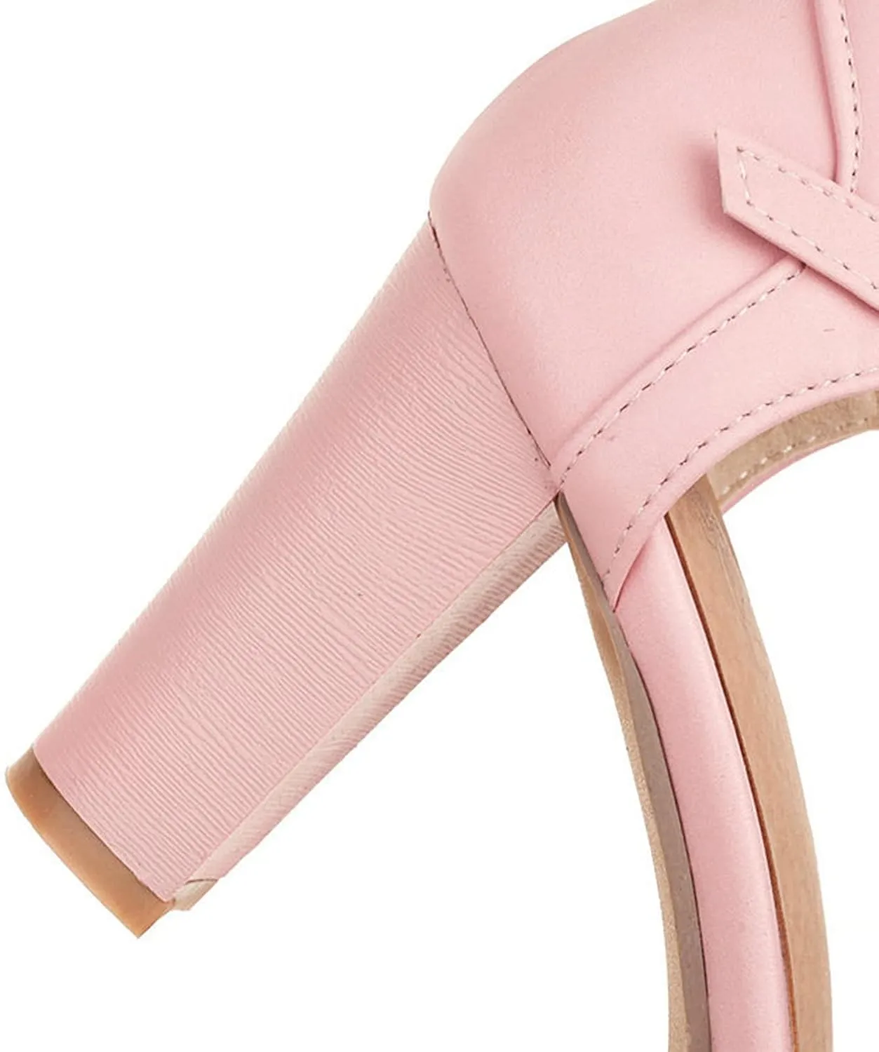 Womens T-Strap Round Toe Pumps Sweet Bowknot Sandals Buckle Platform Chunky High Heel Dress Shoes