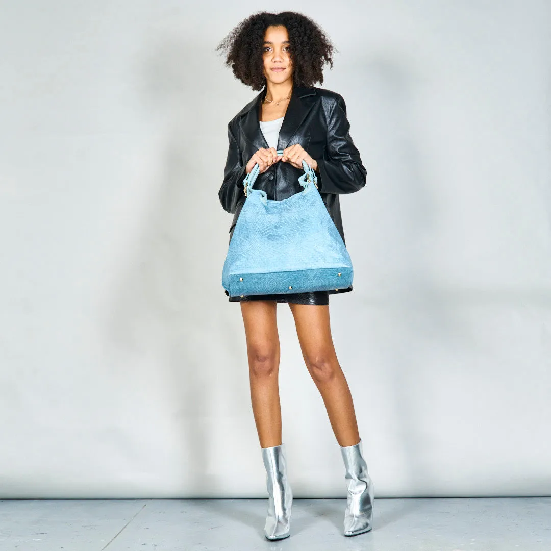 Woven textured tote bag with dual handles wholesale