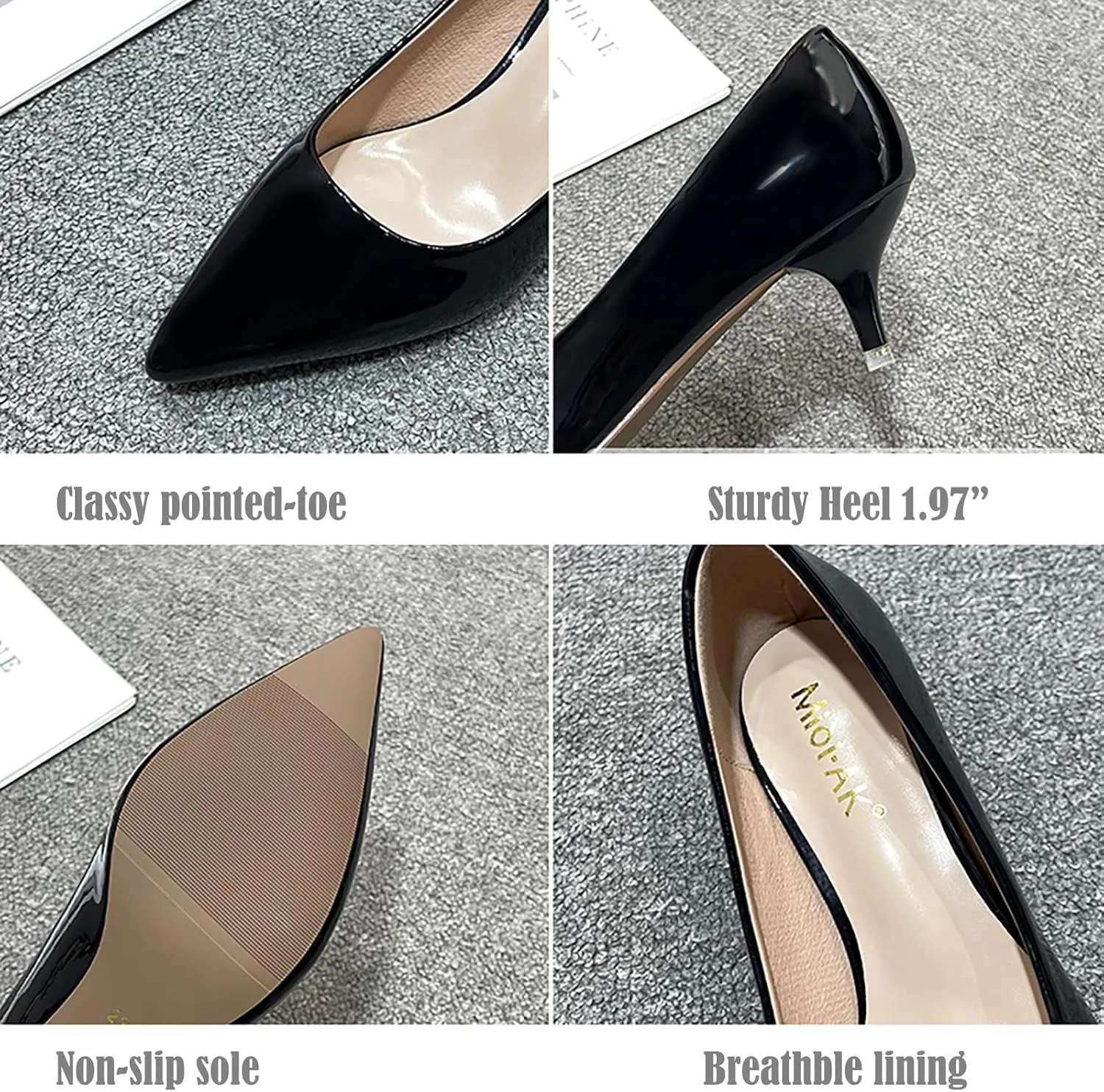WUIWUIYU Womens Lovely Colors Low Kitten Heel Pointed Toe Dress Work Wedding Pumps Bridal Heeled Shoes
