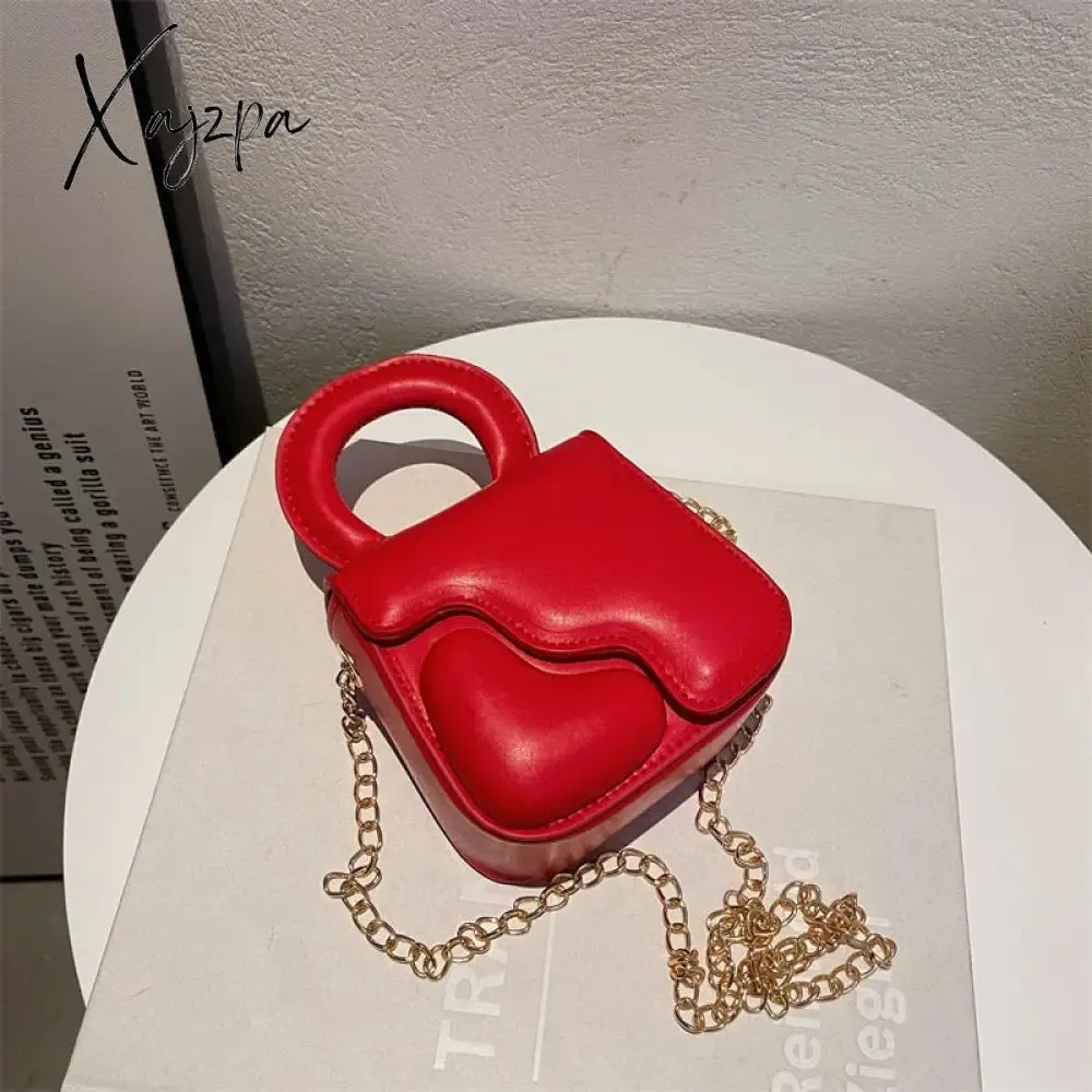 Xajzpa - Heart Design Women Bag Trend Chains Mini Shoulder Crossbody Bag Female Luxuyr Brand Designer Purse And Handbags PU Leather