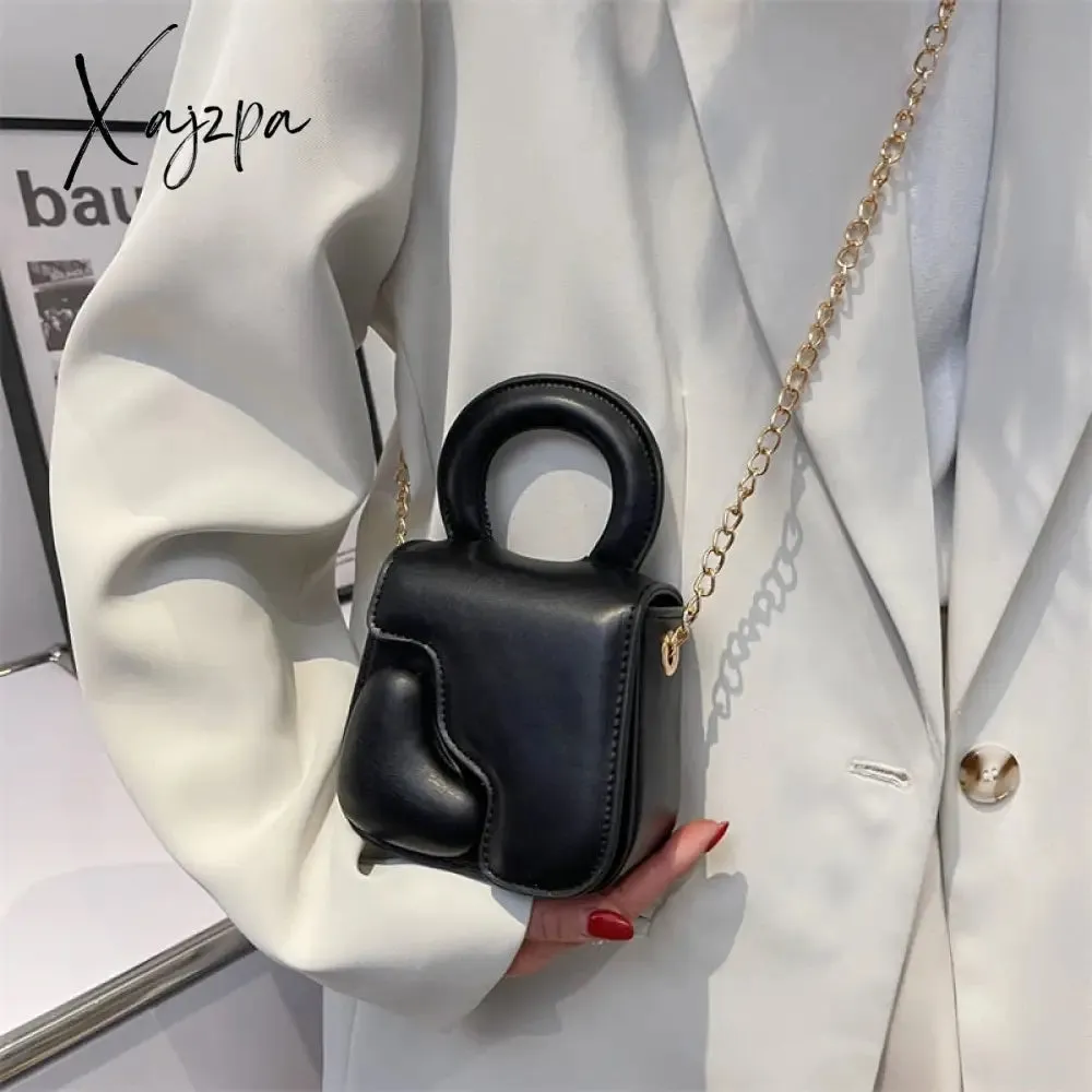 Xajzpa - Heart Design Women Bag Trend Chains Mini Shoulder Crossbody Bag Female Luxuyr Brand Designer Purse And Handbags PU Leather