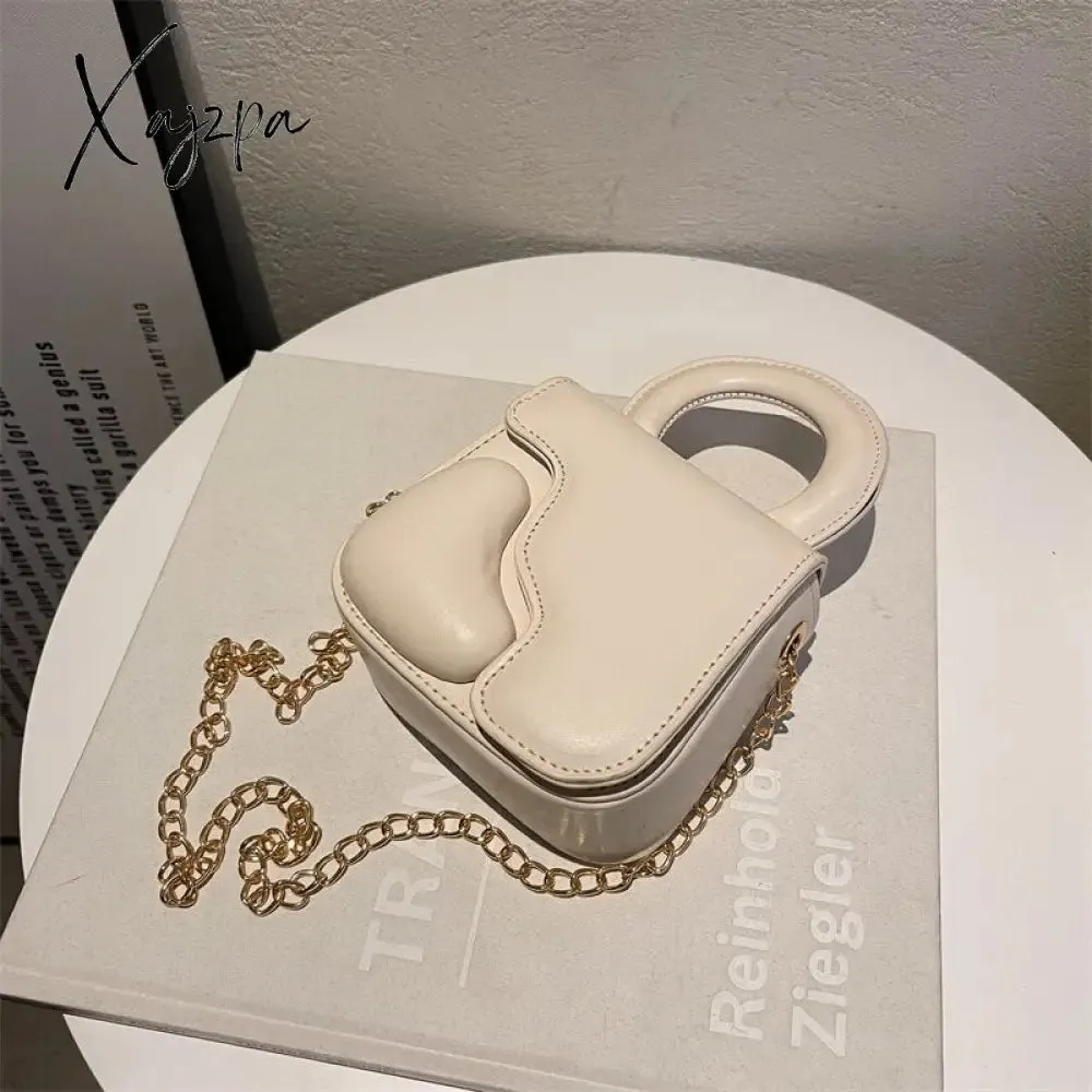 Xajzpa - Heart Design Women Bag Trend Chains Mini Shoulder Crossbody Bag Female Luxuyr Brand Designer Purse And Handbags PU Leather