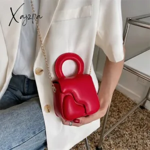 Xajzpa - Heart Design Women Bag Trend Chains Mini Shoulder Crossbody Bag Female Luxuyr Brand Designer Purse And Handbags PU Leather
