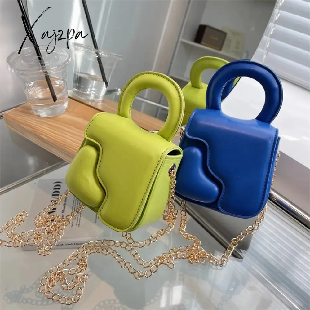Xajzpa - Heart Design Women Bag Trend Chains Mini Shoulder Crossbody Bag Female Luxuyr Brand Designer Purse And Handbags PU Leather