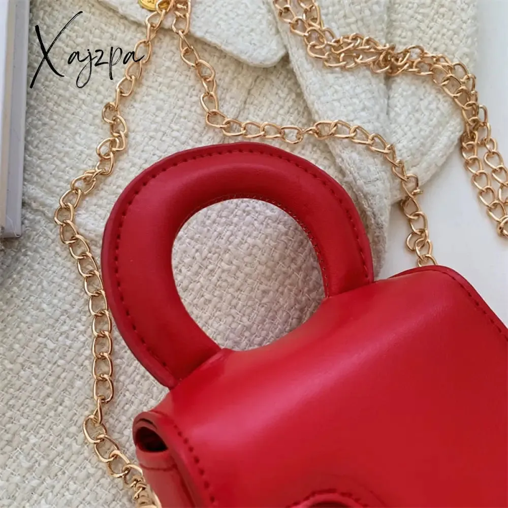 Xajzpa - Heart Design Women Bag Trend Chains Mini Shoulder Crossbody Bag Female Luxuyr Brand Designer Purse And Handbags PU Leather