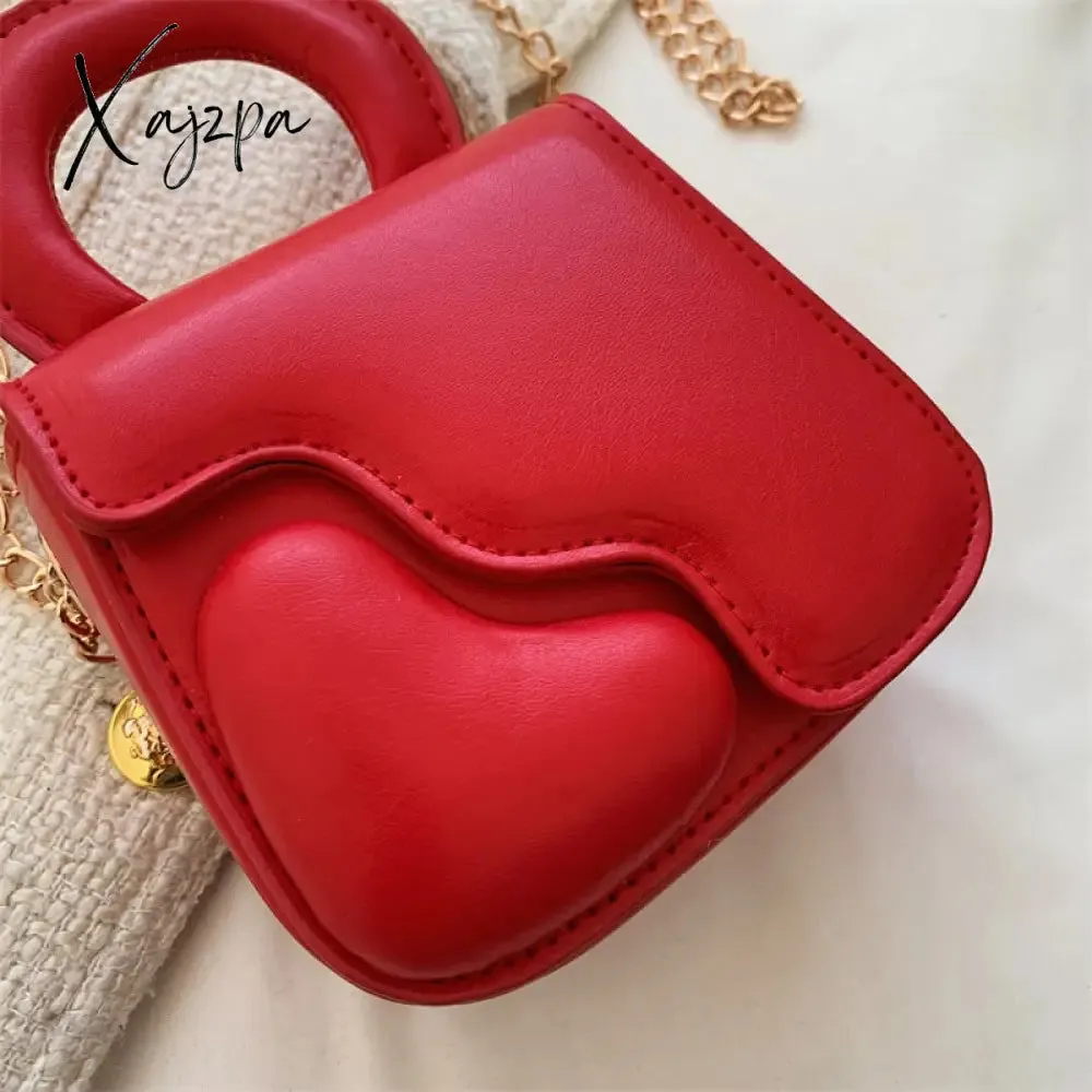 Xajzpa - Heart Design Women Bag Trend Chains Mini Shoulder Crossbody Bag Female Luxuyr Brand Designer Purse And Handbags PU Leather