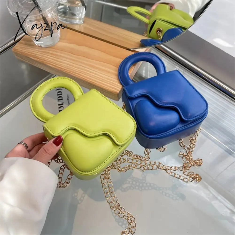 Xajzpa - Heart Design Women Bag Trend Chains Mini Shoulder Crossbody Bag Female Luxuyr Brand Designer Purse And Handbags PU Leather