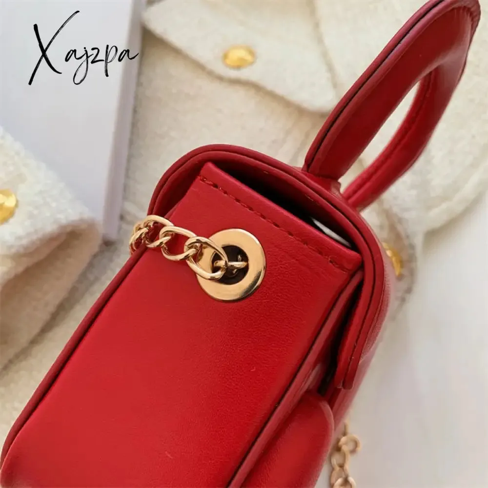 Xajzpa - Heart Design Women Bag Trend Chains Mini Shoulder Crossbody Bag Female Luxuyr Brand Designer Purse And Handbags PU Leather
