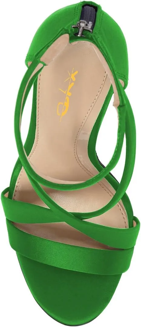XYD Womens Criss Cross Ankle Strap Sandals Open Toe Stilettos High Heels Back Zipper Bridal Wedding Party Shoes