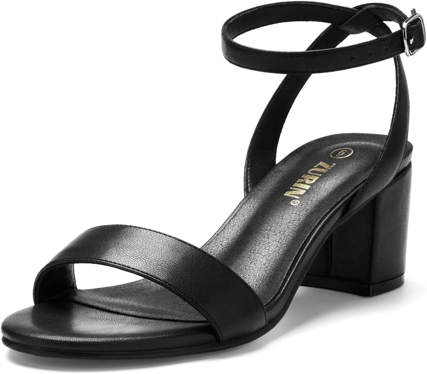 ZURIN Womens Low Block Chunky Heels Open Toe Ankle Strap Heeled Sandals Dress Pumps Shoes for Wedding Bridal Evening Party Homecoming Prom 2.24 inch